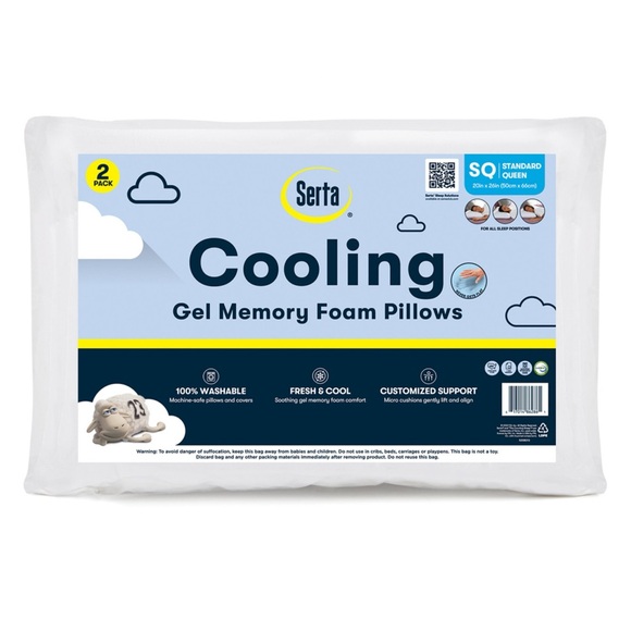 2pack Serta Cooling Gel Memory Foam Pillows NEW - Picture 1 of 8